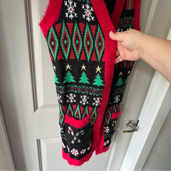 Holiday Christmas signature vest sweater with pattern long tunic soft medium - Picture 6 of 13